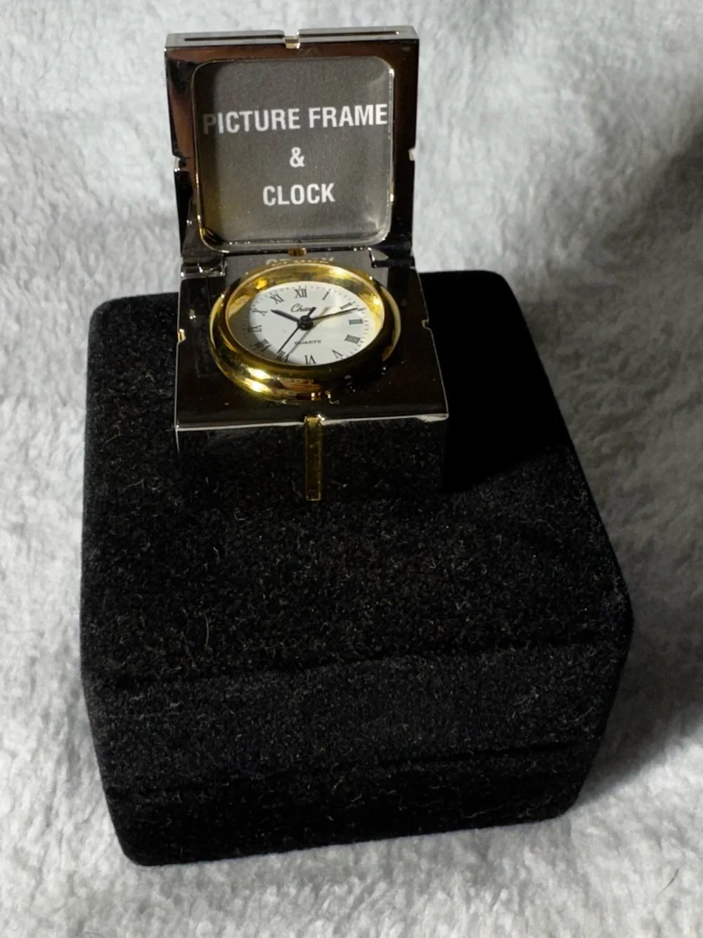 Vintage Chass Desk Clock Picture Frame Miniature Gift Box Bow Monogrammed Boxed